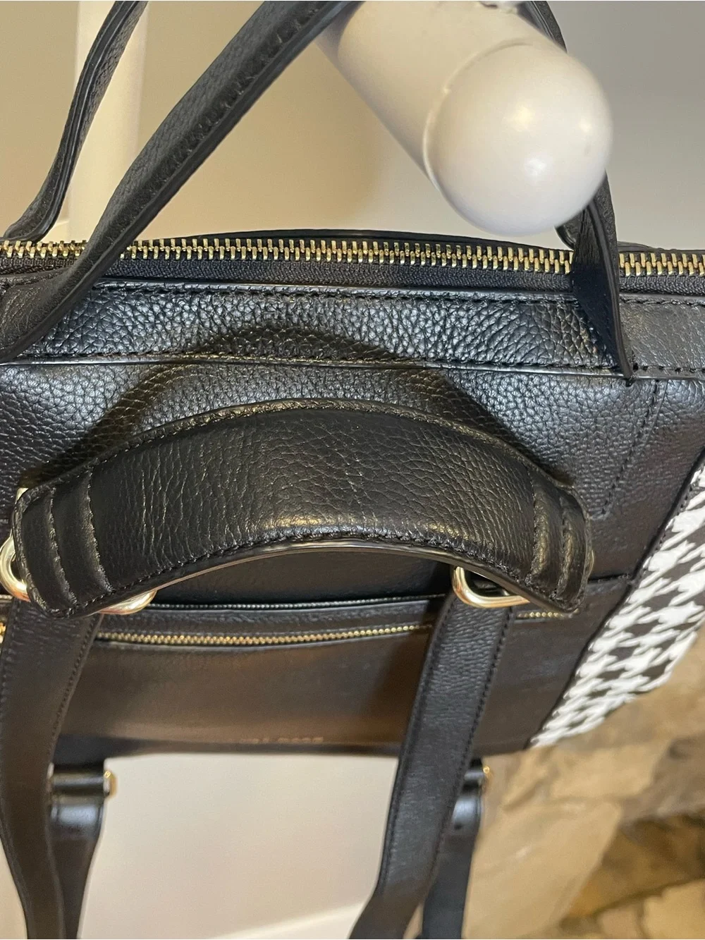 Cole Haan Grand Ambition Luxe Houndstooth Leather Backpack w Tablet Slot NWOT